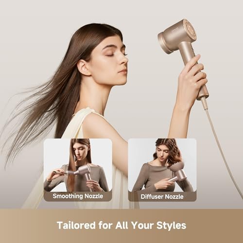 Dreame Glory Mix High-Speed Hair Dryer, Dual Voltage, 3 Magnetic Nozzles, Perfume Infusion, Customized Fragrant Drying, NTC Control, 300M Negative lons, 110,000RPM Motor, 336g Lightweight, Gold - Image 4