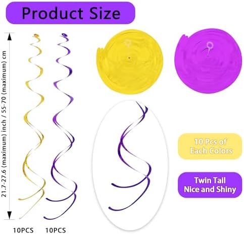 BEISHIDA 20Pcs Purple Gold Hanging Swirls Birthday Wedding Graduation Decor - Image 2