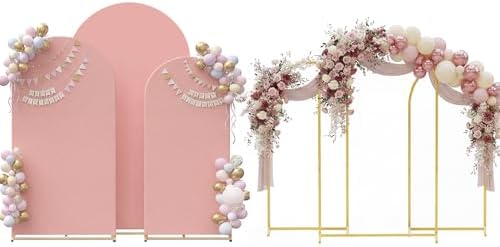 Toolterritary Set of 3 Metal Arch Backdrop Stand with Cover Set, (7.2FT, 6.6FT, 6FT Wedding Arch and Cover Set), Backdrop Arch for Party, Baby Shower, Birthday, and Graduation Ceremony by Unknown