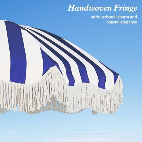AMMSUN Boho Fringe Umbrella, 6.5ft Outdoor Umbrella with Tassel - Image 5