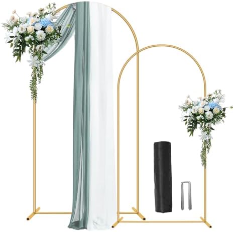 2 Pack Metal Arch Backdrop Stand 7.2FT, 6FT Wedding Balloon Floral Frame by Nisoger