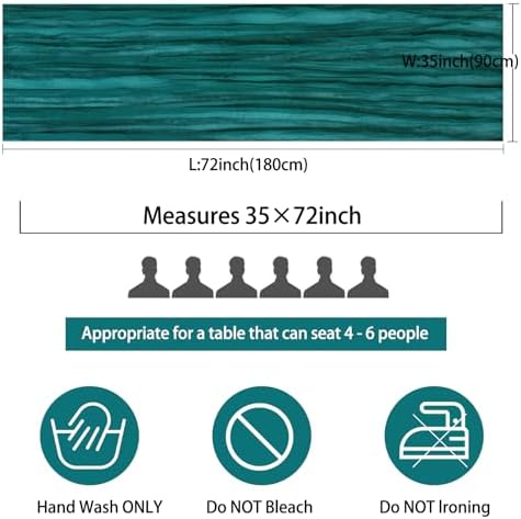 35x72 Inch Dark Teal Cheesecloth Table Runner Boho Wedding Party Decor - Image 2