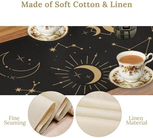 Sun Moon Table Runner Magical Boho Tarot Astrology Stars Seasonal Autumn Dinner Runner for Farmhouse Party Holiday Home Kitchen Dining Table Decoration 13"x60" - Image 5