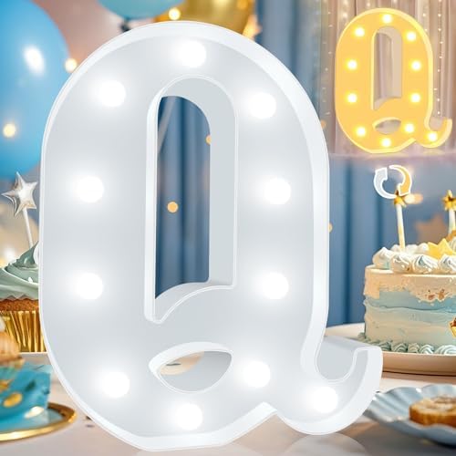 Pooqla LED Marquee Letter Lights, Warm White and Cool White Decorative Lighted Letters, Light Up Alphabet Letters for Boys Girls, Party, Wedding, Bar, Night Light, Birthday Decoration, Letter Q by Pooqla