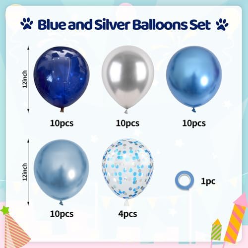 Blue Silver Balloons, 50 Pcs Navy Blue for Boy Birthday Party Decorations - Image 2