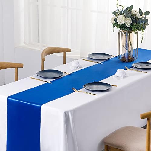 SiinvdaBZX 12 Pcs Royal Blue Satin Table Runner 12 x 108 inches Long - Image 2