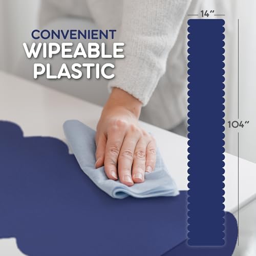 Navy Blue Scallop Table Runner, Disposable Plastic, 5 Pack, 14x108in - Image 6