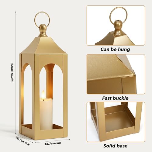 Modern Farmhouse Lantern Decor Metal Decorative Hanging Candle Lanterns - Image 2