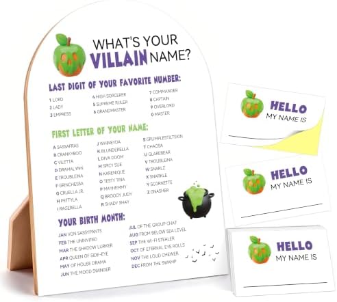 Halloween What's Your Villain Name Game, Spooky Holiday Party Decor by Unknown