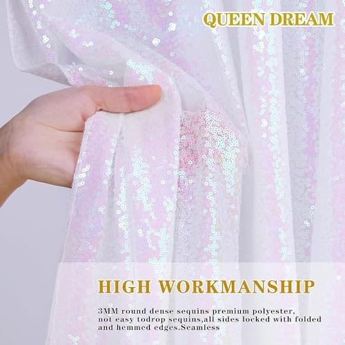 White Iridescent Sequin Backdrop 7ft x 7ft Glitter Photo Booth Backdrop - Image 6
