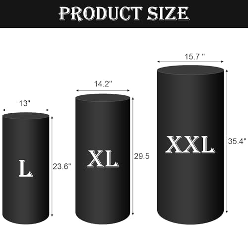 SaitiMade Set of 3 - Black Cylinder Pedestal Stand Covers - Image 2