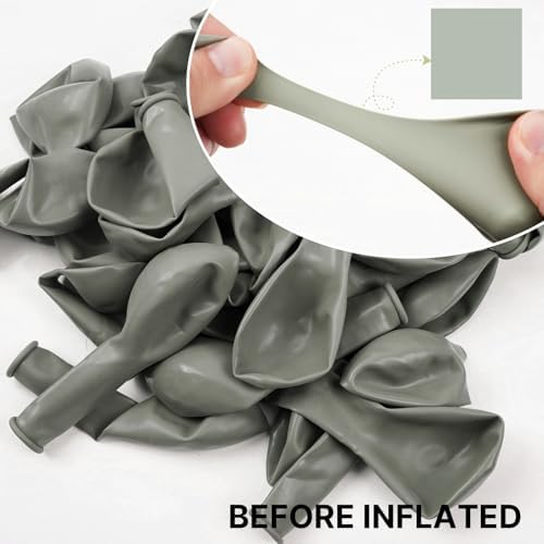 PartyWoo Dusty Green Balloons 50pcs Sage Olive Eucalyptus Green Boho Color - Image 2