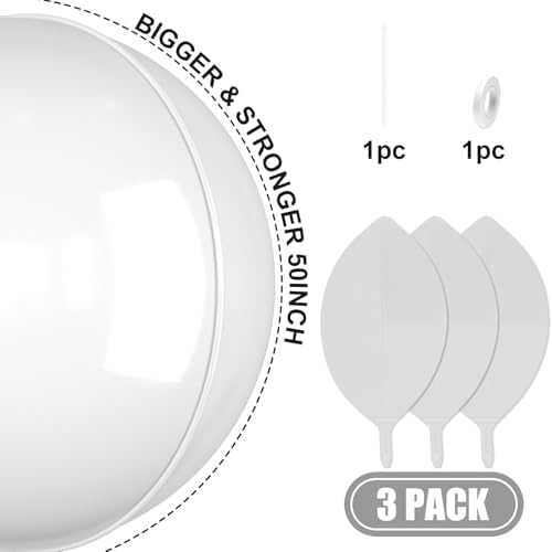 50 Inch Matte White Round Foil Balloons 3pcs Large Ball Balloons - Image 4