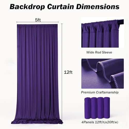 20x12 ft Deep Purple Backdrop Curtains for Weddings, Birthdays and Photos - Image 6