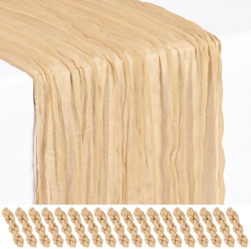 18 Pack Nude Cheesecloth Table Runner 17x108 Inches Boho Home Decor by Showgeous