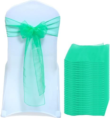 MDS Pack of 200 Organza Chair Sashes for Wedding & Event Décor – Mint by MDS