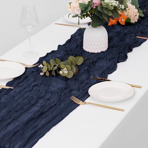 30 Pack Navy Blue Cheesecloth Table Runner 17 x 108 inch Cheese Cloth Table Runners 9ft Blue Table Runner Rustic Romantic Sheer Gauze Runner for Wedding Party Baby Shower Table Decoration - Image 4
