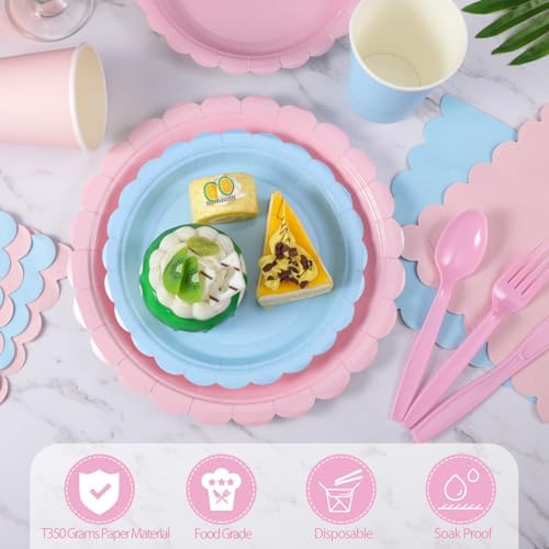 50 Set Baby Gender Reveal Plates Napkins, Pink Blue Party Tableware - Image 3