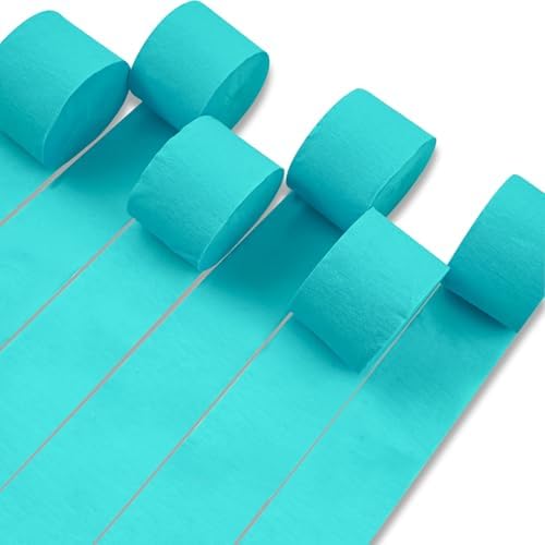 PartyWoo Teal Crepe Paper Streamers 6pcs 492 FT Teal Streamers by PartyWoo
