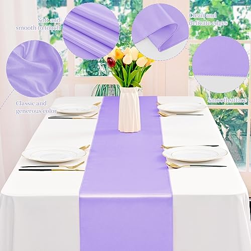12 Pack Lavender Satin Table Runner 12 x 108 Inch Long Premium Table Runners for Wedding Party Events Decoration,Birthday Parties,Banquets Decorations,Graduations,Engagements - Image 3