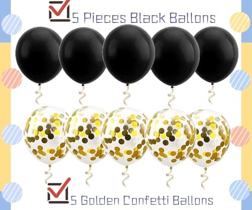 The Man The Myth The Legend Banner Birthday Party Decoration Photobooth For Farewell Retirement Father's Day Hanging Garland Kit Bunting - 10pcs Balloons Adult Black Gold Glitter - Image 3