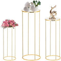 3PCS Cylinder Pedestal Stands for Parties, Gold Metal Plant Round Cylinder Stands for Party Flowers, Display Columns Pedestal Stand Cylinder Tables for Vases Birthday Party Backdrop Decorations by Latywen