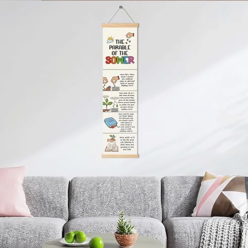 Christian Hanging Banner, The Parable of the Sower Poster, Bible Lesson for Kids, Christian Home Decor for Playroom Church Room, Family Hanging of Scripture and Words Decorations 10 - Image 6