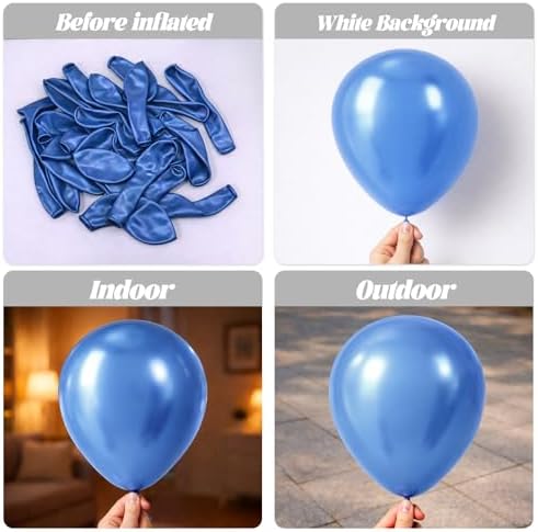 Voircoloria 130pcs Metallic Blue Balloons Arch Kit, 18 12 10 5 Inch - Image 3