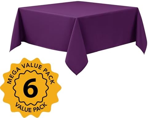 6-Pack Purple Tablecloths for Square Tables, 70 x 70 Inches - Image 2