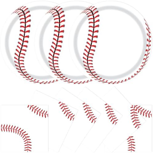 40 Pcs Baseball Plates and Napkins Set, Large 9 Inch Party Plates by KFJBPB