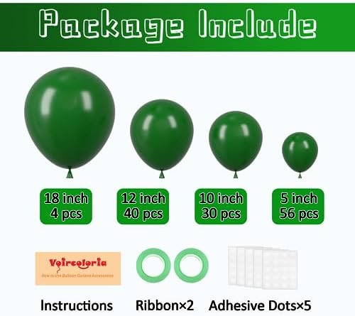 Voircoloria 130pcs Dark Green Balloons Garland Arch Kit, 18 12 10 5 Inch - Image 2