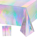 2 Pack Iridescence Plastic Tablecloths Shiny Disposable Laser Rectangle Table Covers Holographic Foil Tablecloth Iridescent Party Decoration Birthday Bridal Wedding Christmas 54" x 108"(Laser) by EnjoyYourFunnyParties