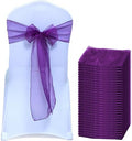 MDS Pack of 250 PCS Organza Chair Sashes Wider Dining Chair Bows Ribbon Tie Back for Wedding Party Birthday Bridal Shower Reception Event Banquet Home Chair Cover Decoration - Dark Purple by MDS
