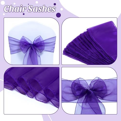 Pack of 300 Organza Chair Sashes for Wedding & Event Décor – Cadbury Purple - Image 4