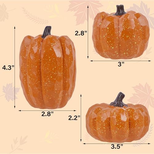 winemana Artificial Pumpkins Decor Orange Pumpkin Fall Decoration, Set of 3 - Image 3