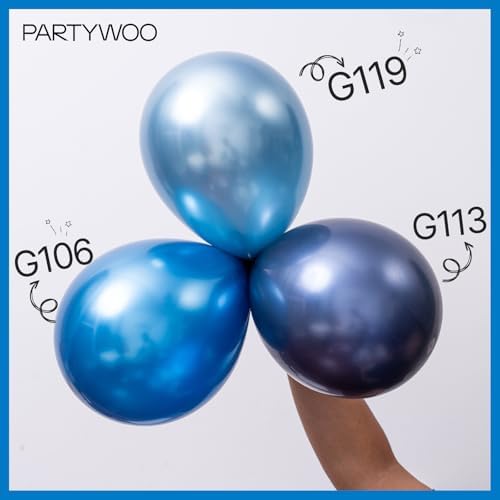 PartyWoo Metallic Light Blue Balloons 140pcs Metallic Baby Blue Color - Image 4