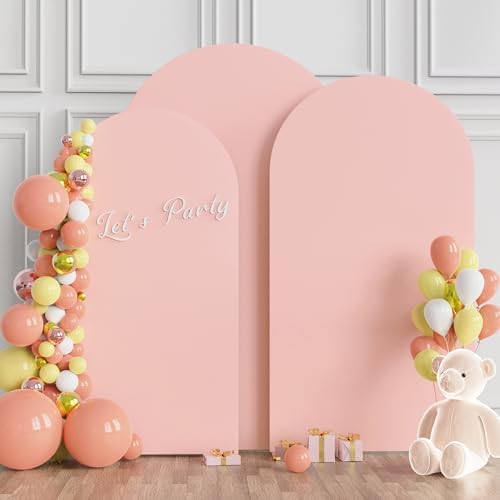 Wokceer Arch Backdrop Cover Pale Pink Arch Covers Stretchy 7.2FT,6.6FT,6FT - Image 3