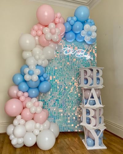 Shimmer Wall Backdrop Blue Iridescent Square Sequin Wall Panel Backdrop Decor for Wedding, Anniversary, Birthday, Party, 12 Panels - Image 5
