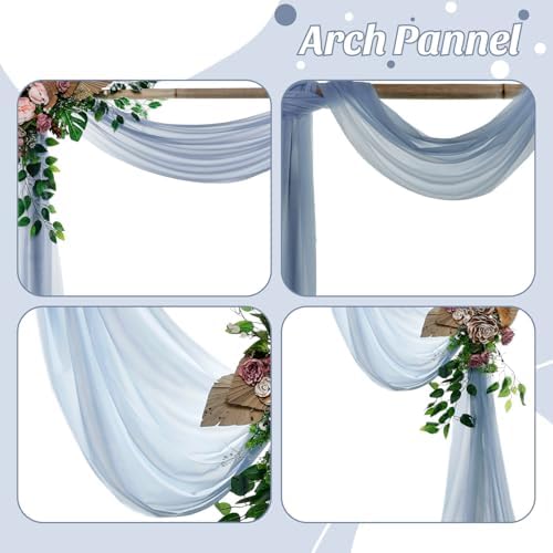 Pack of 2 Wedding Arch Drape Panel Fabric 30" x 100ft - Dusty Blue - Image 5