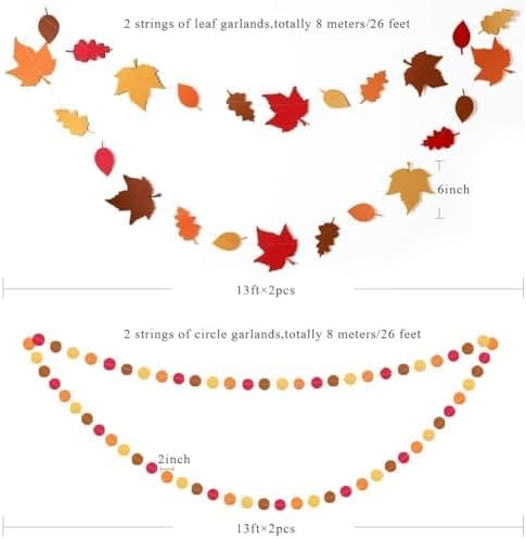 Cheerland Fall Leaf Garlands Thanksgiving Party Decorations Maple Banner Backdrop Hanging Decor Streamer for Woody Birthday Classroom Picnic Wedding Baby Shower Autumn Harvest Woodland Party Supplies - Image 2