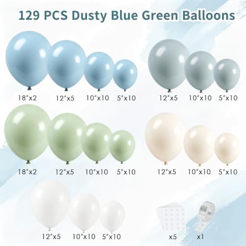 Baby Shower Blue and Green Balloon Arch Kit 129 Pcs - Image 4