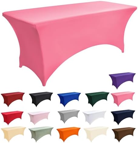 6-Pack 6ft Spandex Table Covers for Rectangle Standard Folding Tables - Wrinkle Resistant Stretch Tablecloths - Ultimate Fitted Table Protector for Parties, Trade Shows, Wedding - Image 3