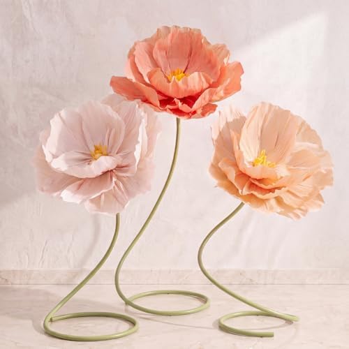3 Pcs 5ft Mix Color Large Poppy Flowers Giant Artificial Poppy by Maysing