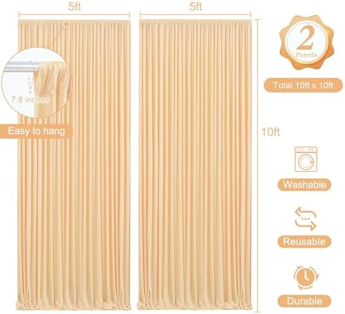 10 x 10ft Dark Champagne Backdrop Curtains with Lights String - Image 4