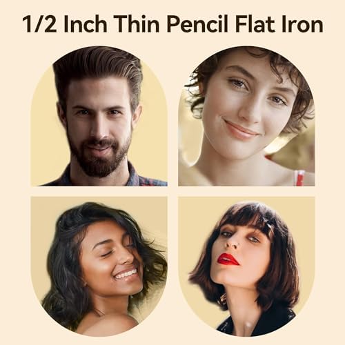 Small Flat Iron 1/2 inch Pencil Flat Iron for Edge, Short Hair, Pixie Cut and Bangs, French bob Iron for Edges with Anti-Pinch Design,with Anion Function-Dual Voltage for Travel (White) - Image 6
