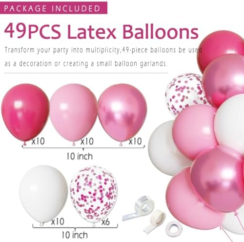 Pink White Birthday Decorations Women Girls, Happy Banner, Paper Lanterns Honeycomb, Tissue Flowers Pom Poms Fan, Light Pink Latex Balloon Pink Confetti Balloons for Birthday Party Décor - Image 4