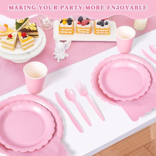 Vyntra 175 Pcs Pink Paper Plates and Napkins Party Supplies - Image 6