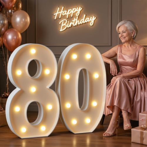 imprsv 3FT Marquee Numbers 80, Light Up Numbers for 80th Birthday Decor by Letsmakeitimpressive