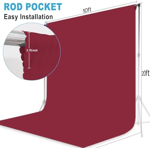 Burgundy Photography Backdrop for Photoshoot, Fabric, 10x20 FT - Image 2