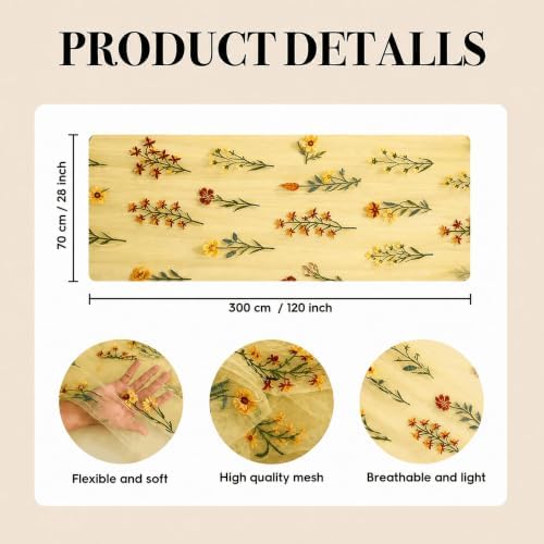 Artoid Mode Wildflower Yellow Gauze Embroidery Table Runner 120 Inch 10FT - Image 7